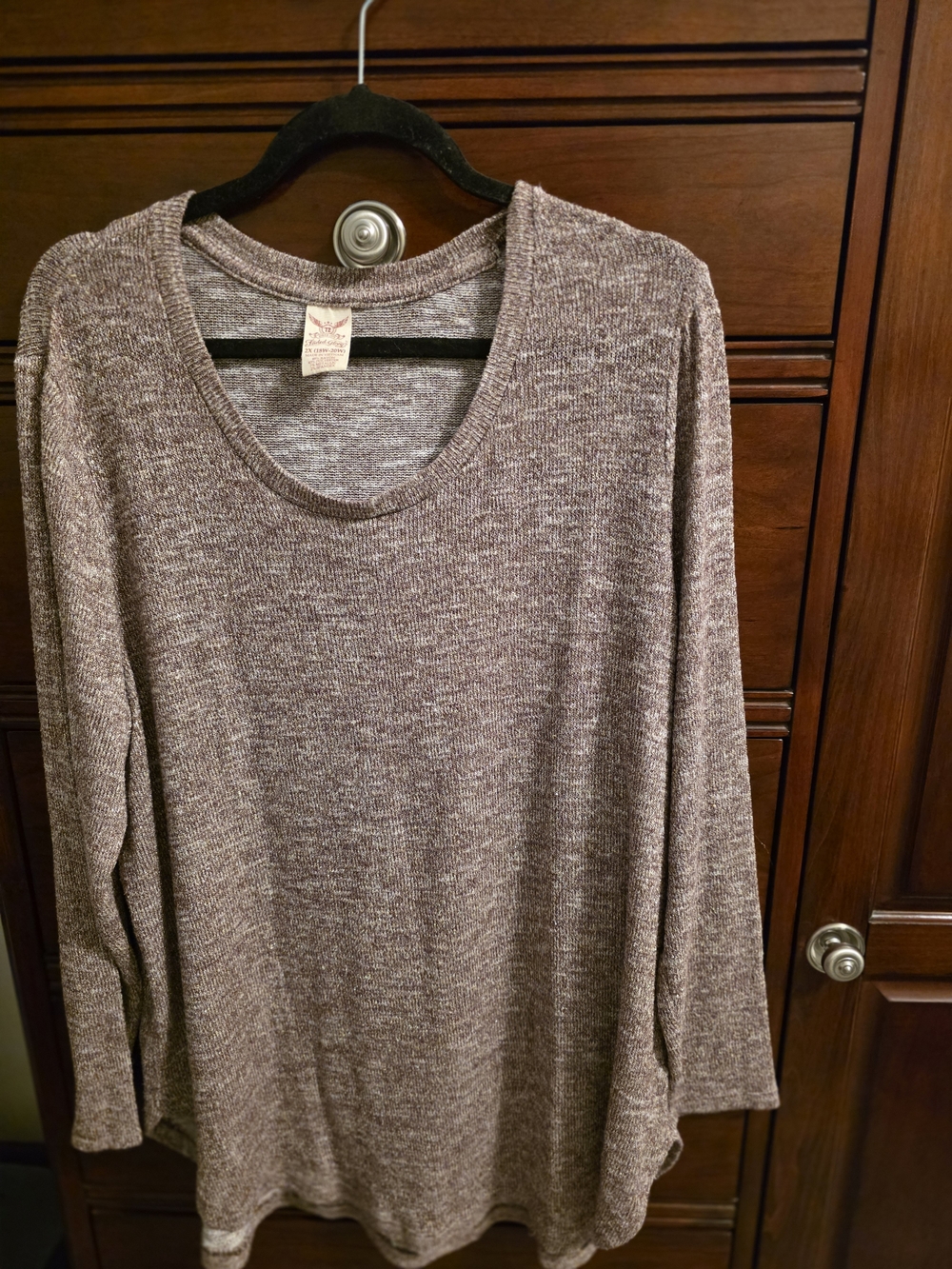 Faded Glory Heathered Brown Scoop Neck Sweater